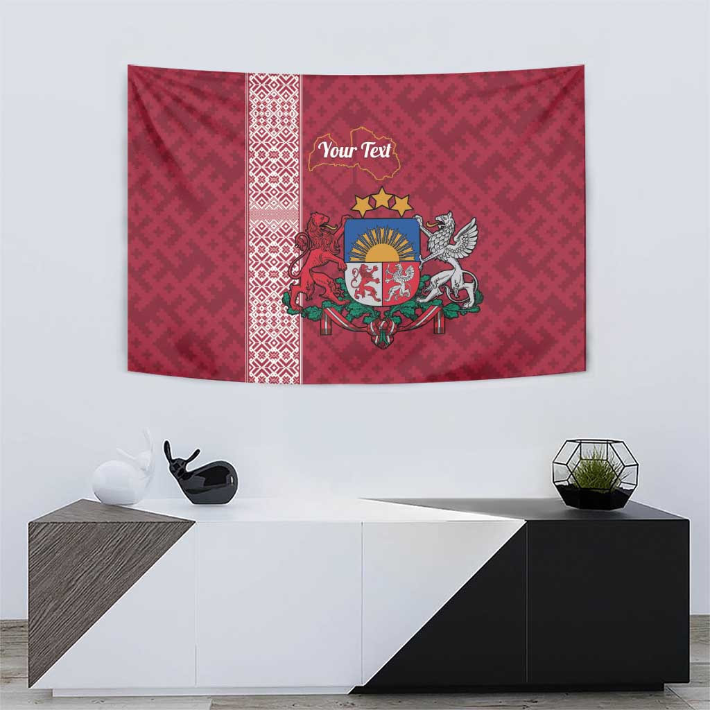 Personalised Latvia Tapestry Latvijas Republika Folk Pattern