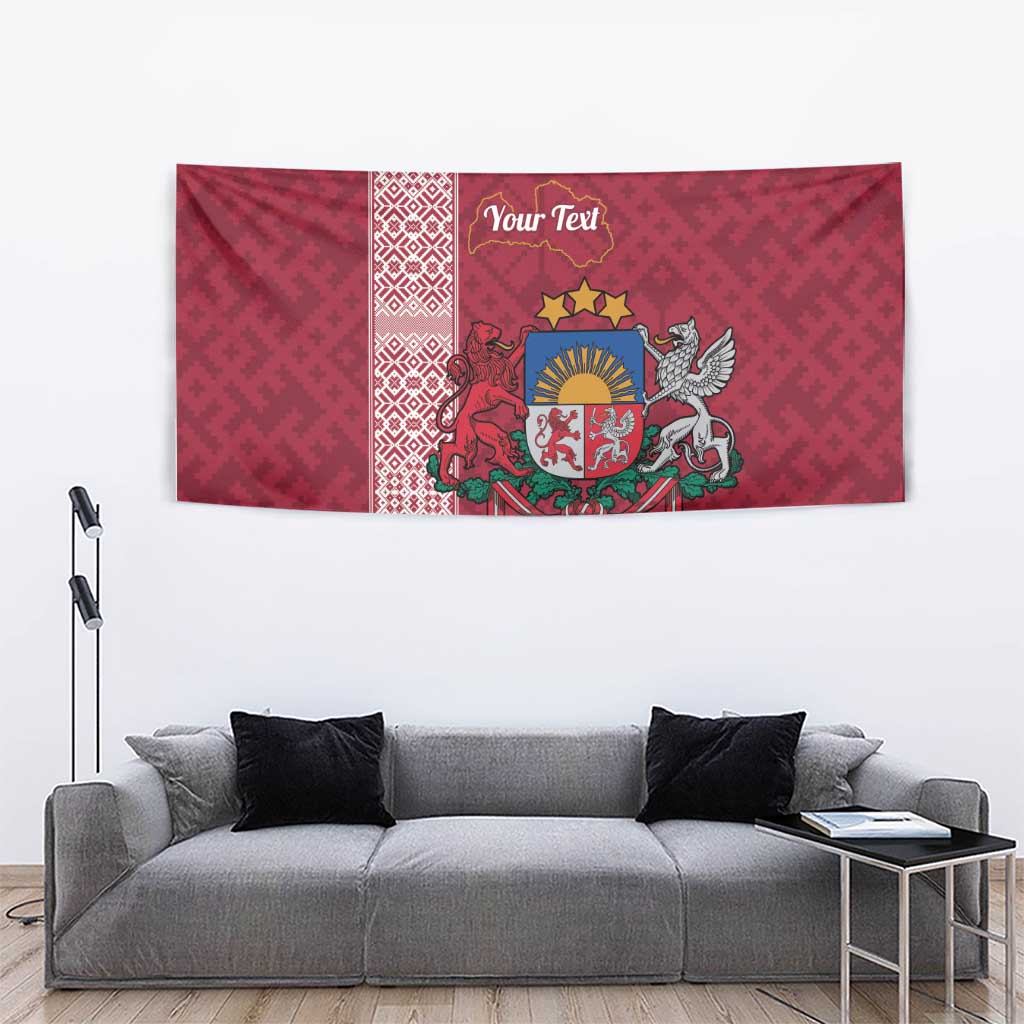 Personalised Latvia Tapestry Latvijas Republika Folk Pattern
