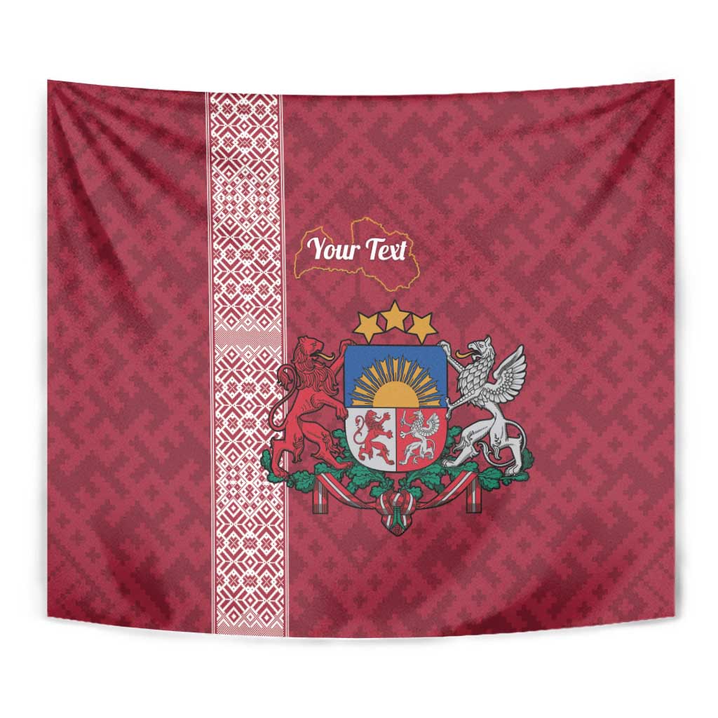 Personalised Latvia Tapestry Latvijas Republika Folk Pattern
