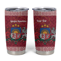 Personalised Latvia Tumbler Cup Latvijas Republika Folk Pattern