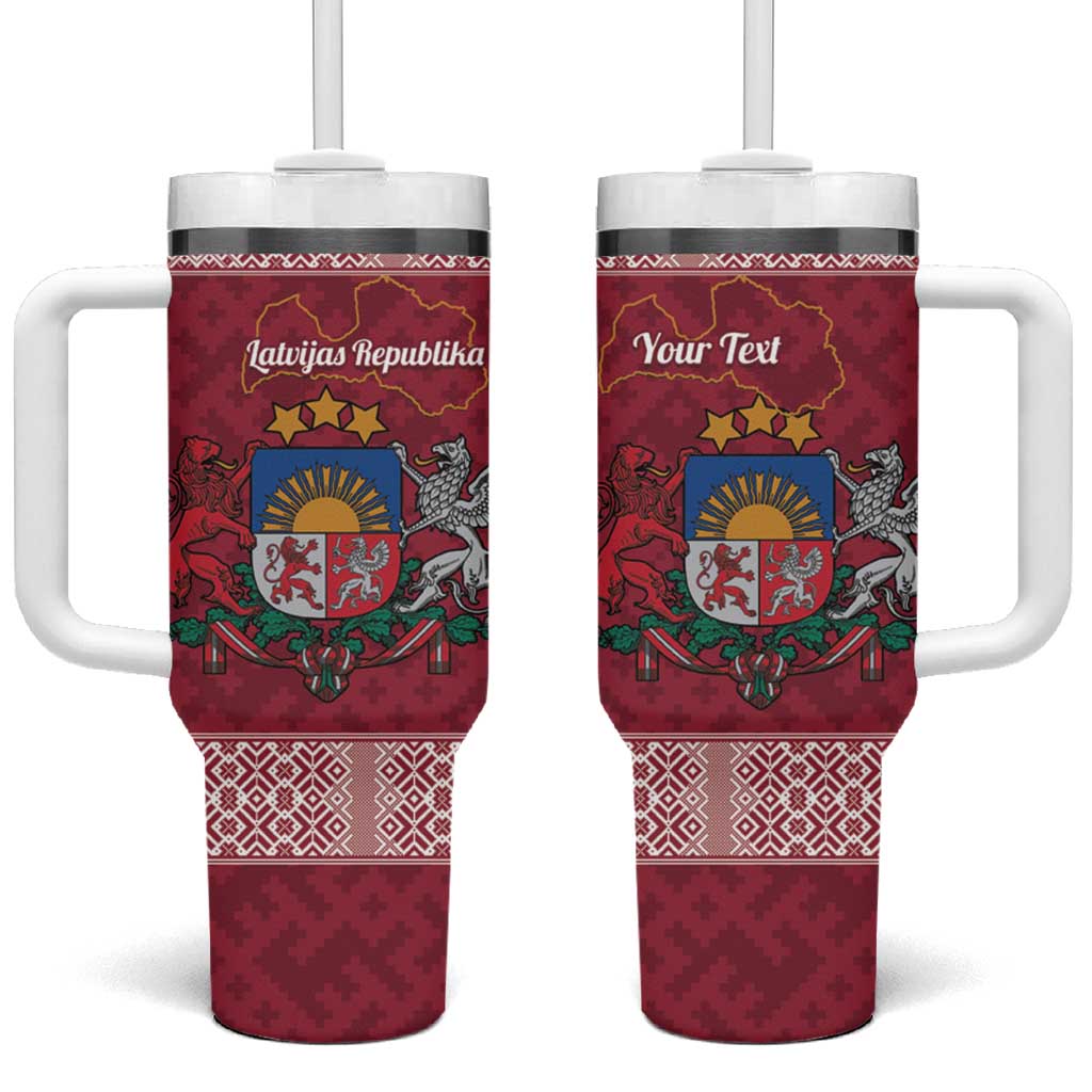 Personalised Latvia Tumbler With Handle Latvijas Republika Folk Pattern