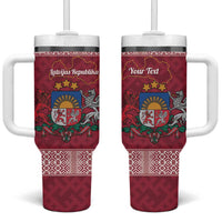 Personalised Latvia Tumbler With Handle Latvijas Republika Folk Pattern