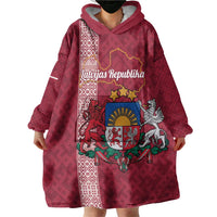 Personalised Latvia Wearable Blanket Hoodie Latvijas Republika Folk Pattern