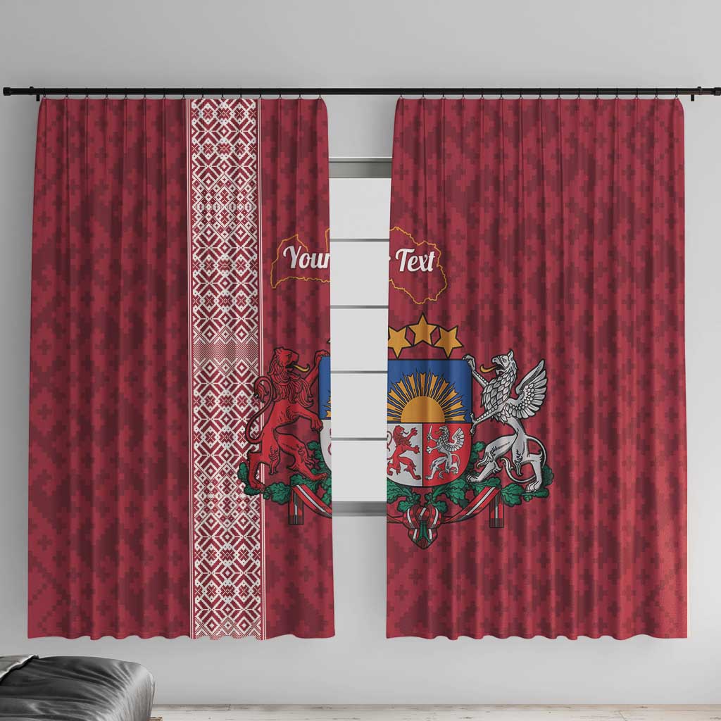 Personalised Latvia Window Curtain Latvijas Republika Folk Pattern