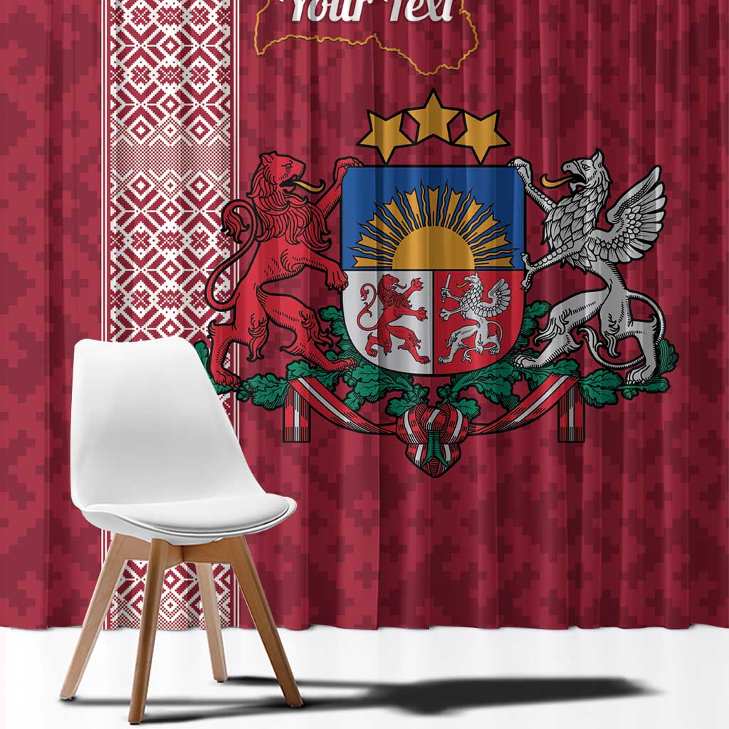 Personalised Latvia Window Curtain Latvijas Republika Folk Pattern