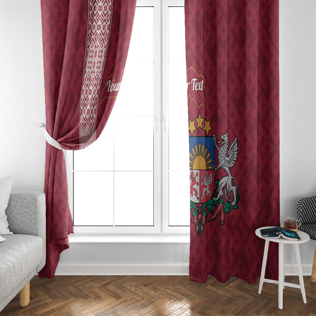 Personalised Latvia Window Curtain Latvijas Republika Folk Pattern