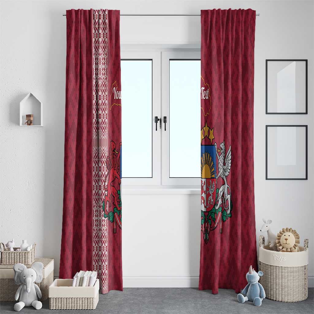 Personalised Latvia Window Curtain Latvijas Republika Folk Pattern
