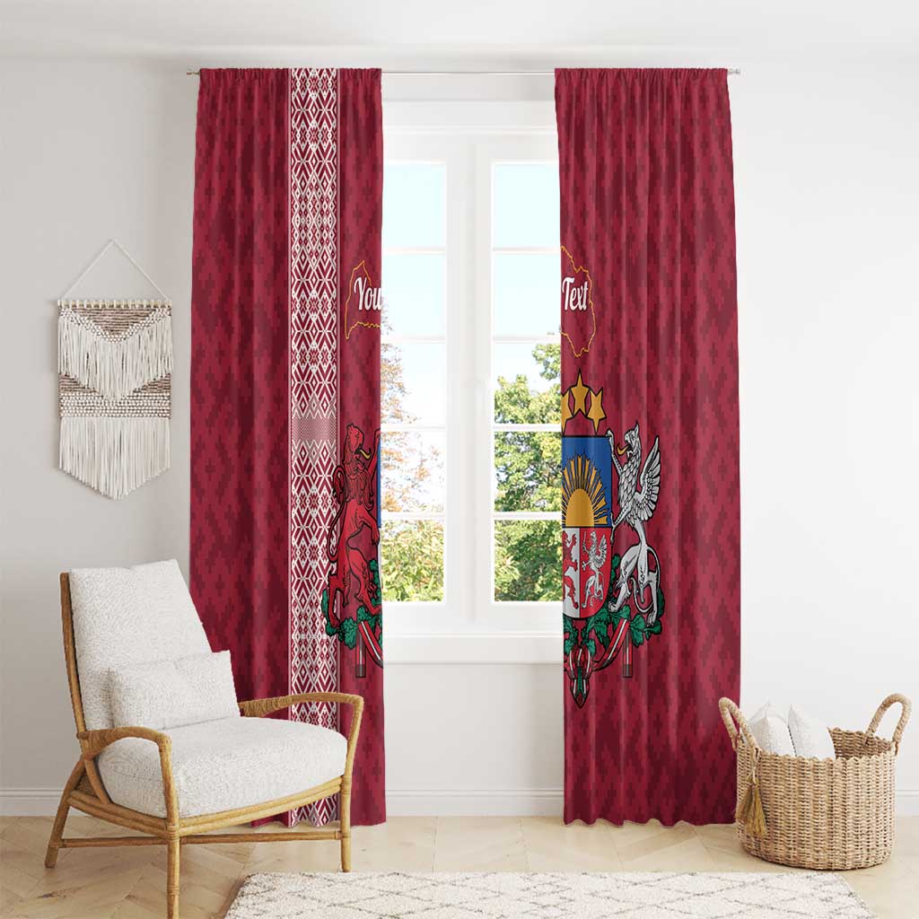 Personalised Latvia Window Curtain Latvijas Republika Folk Pattern