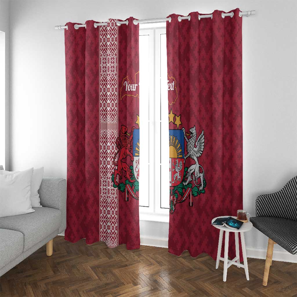 Personalised Latvia Window Curtain Latvijas Republika Folk Pattern