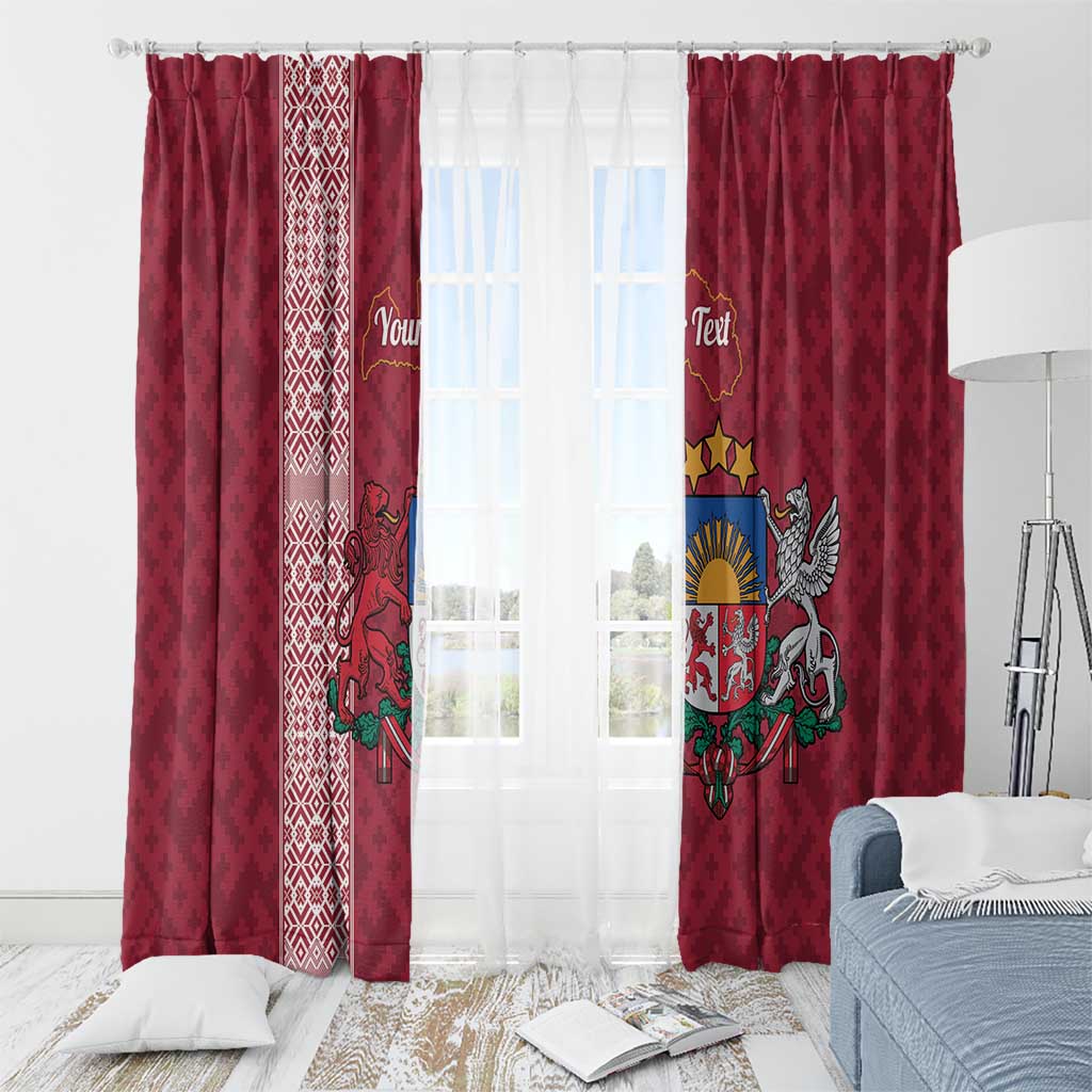 Personalised Latvia Window Curtain Latvijas Republika Folk Pattern