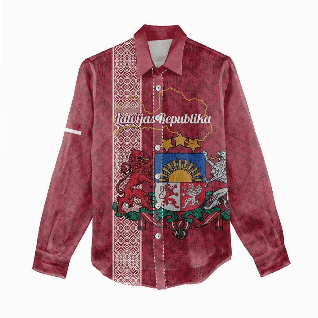 Personalised Latvia Women Casual Shirt Latvijas Republika Folk Pattern