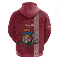 Personalised Latvia Zip Hoodie Latvijas Republika Folk Pattern