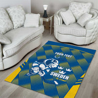 Sweden Hockey Custom Area Rug Tre Kronor Swedish Moose Mascot