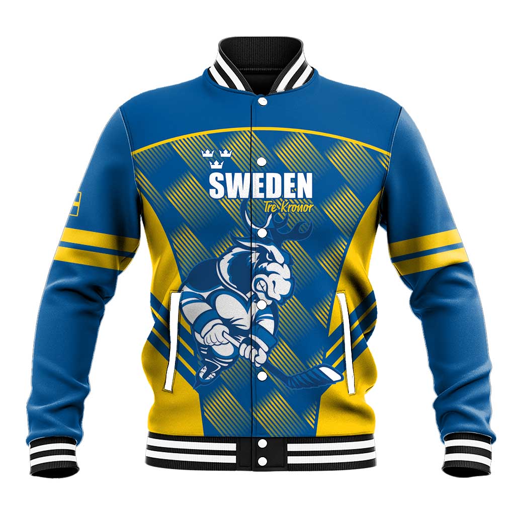 Sweden Hockey Custom Baseball Jacket Tre Kronor Swedish Moose Mascot