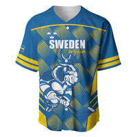 Sweden Hockey Custom Baseball Jersey Tre Kronor Swedish Moose Mascot
