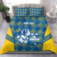 Sweden Hockey Custom Bedding Set Tre Kronor Swedish Moose Mascot