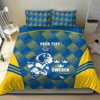 Sweden Hockey Custom Bedding Set Tre Kronor Swedish Moose Mascot