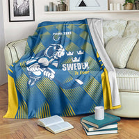 Sweden Hockey Custom Blanket Tre Kronor Swedish Moose Mascot