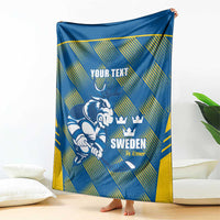 Sweden Hockey Custom Blanket Tre Kronor Swedish Moose Mascot