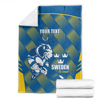 Sweden Hockey Custom Blanket Tre Kronor Swedish Moose Mascot
