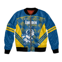 Sweden Hockey Custom Bomber Jacket Tre Kronor Swedish Moose Mascot