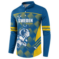 Sweden Hockey Custom Button Sweatshirt Tre Kronor Swedish Moose Mascot