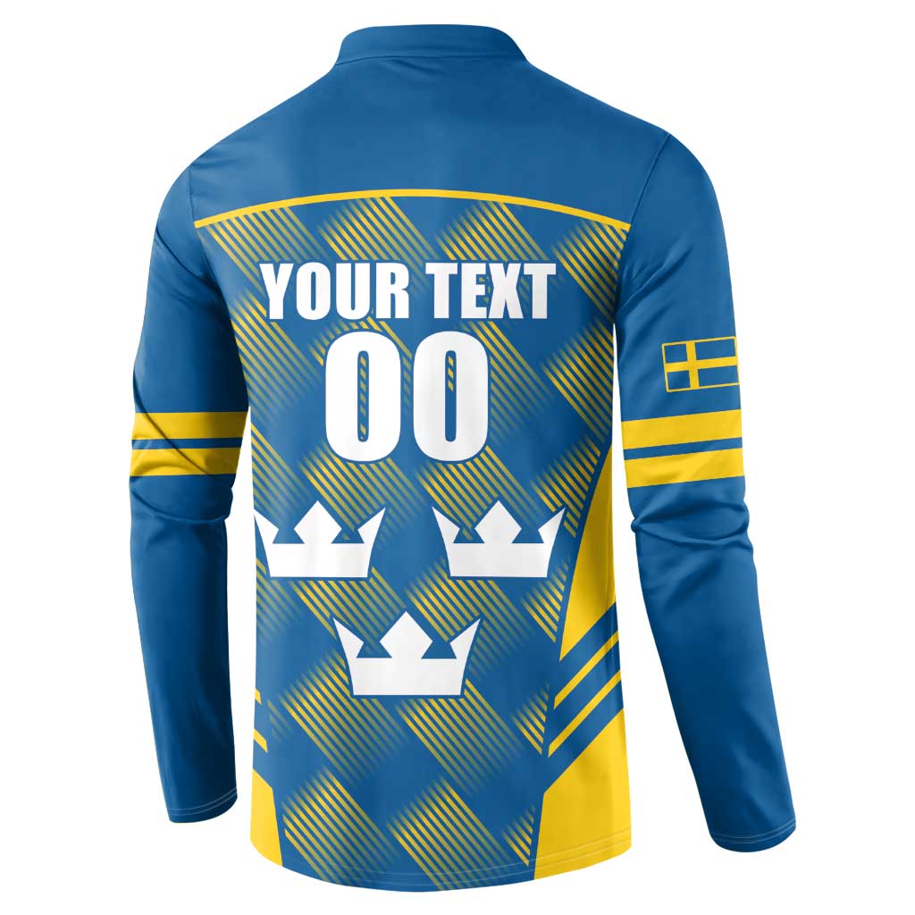 Sweden Hockey Custom Button Sweatshirt Tre Kronor Swedish Moose Mascot
