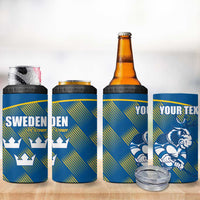 Sweden Hockey Custom 4 in 1 Can Cooler Tumbler Tre Kronor Swedish Moose Mascot