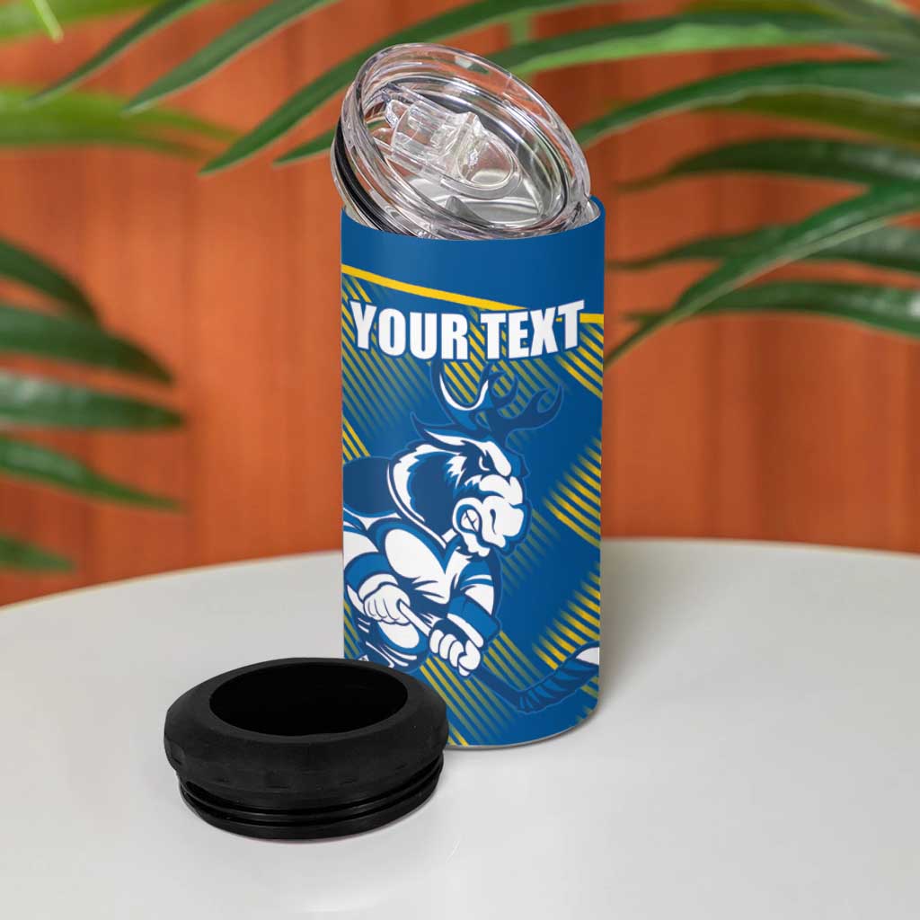 Sweden Hockey Custom 4 in 1 Can Cooler Tumbler Tre Kronor Swedish Moose Mascot