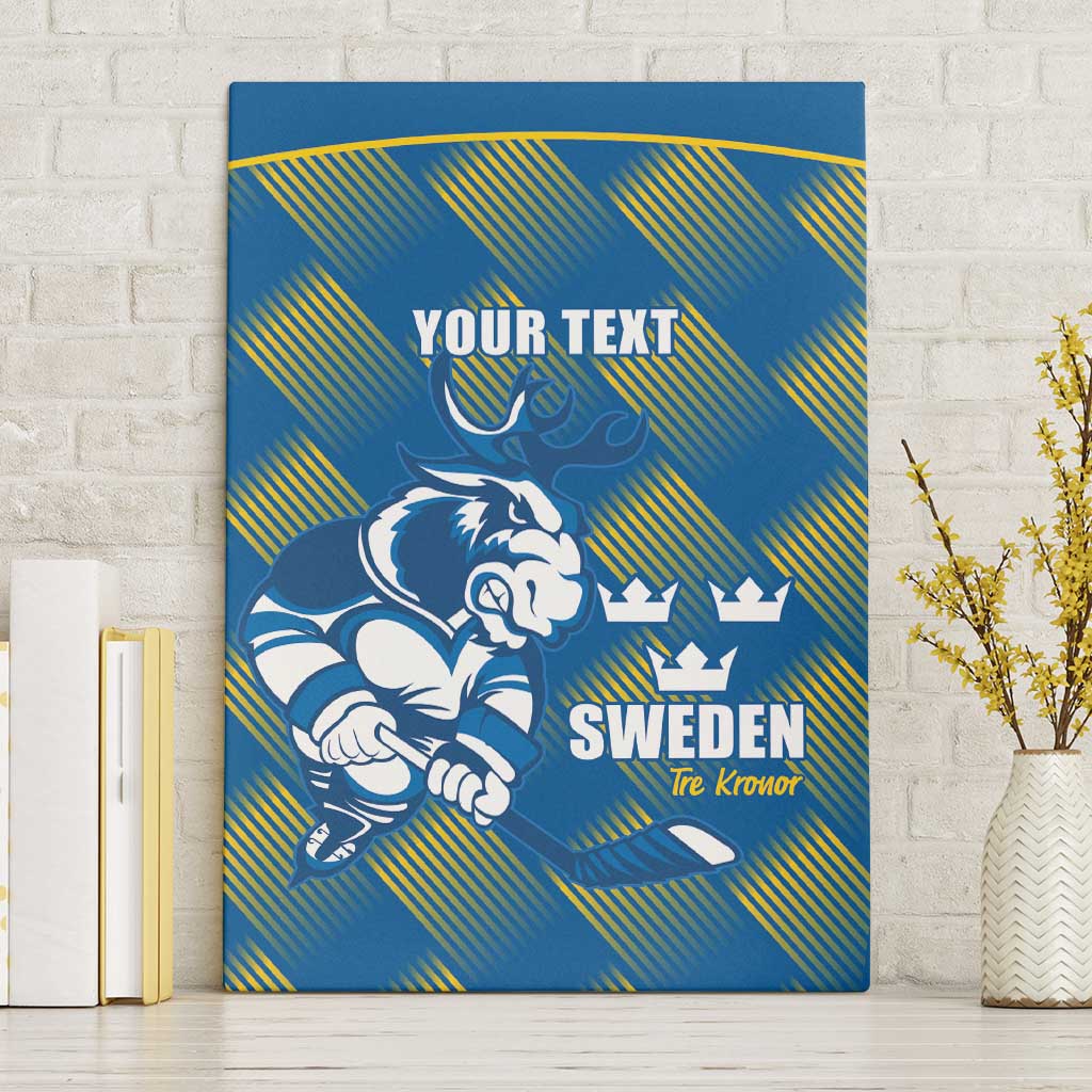 Sweden Hockey Custom Canvas Wall Art Tre Kronor Swedish Moose Mascot