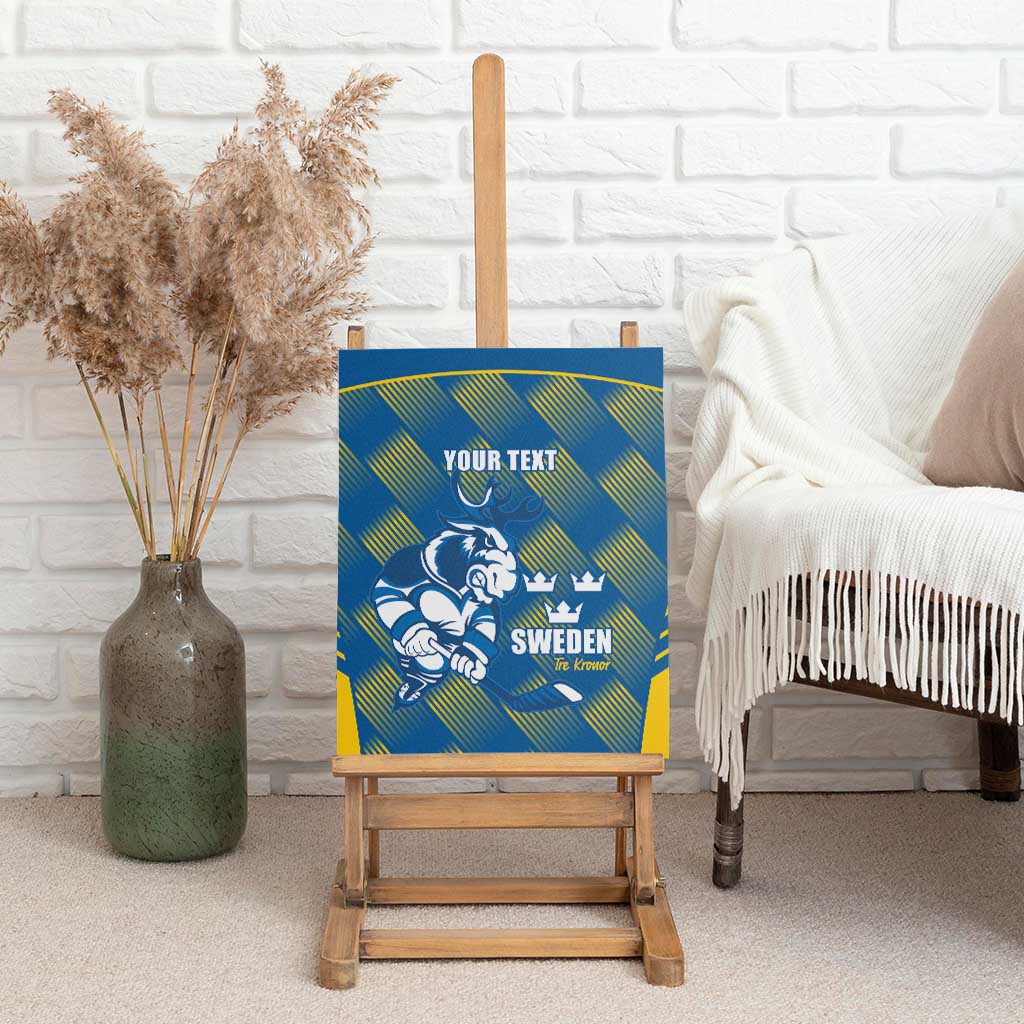 Sweden Hockey Custom Canvas Wall Art Tre Kronor Swedish Moose Mascot