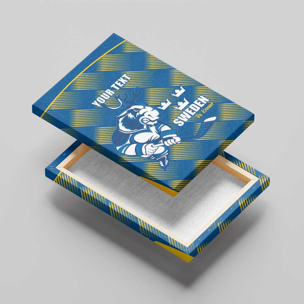 Sweden Hockey Custom Canvas Wall Art Tre Kronor Swedish Moose Mascot