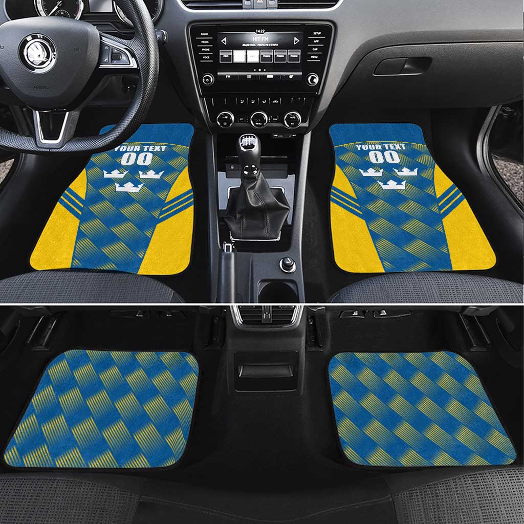 Sweden Hockey Custom Car Mats Tre Kronor Swedish Moose Mascot