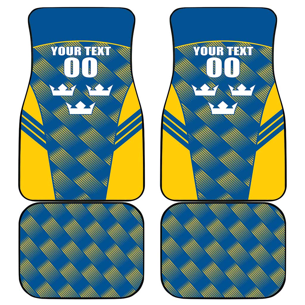 Sweden Hockey Custom Car Mats Tre Kronor Swedish Moose Mascot