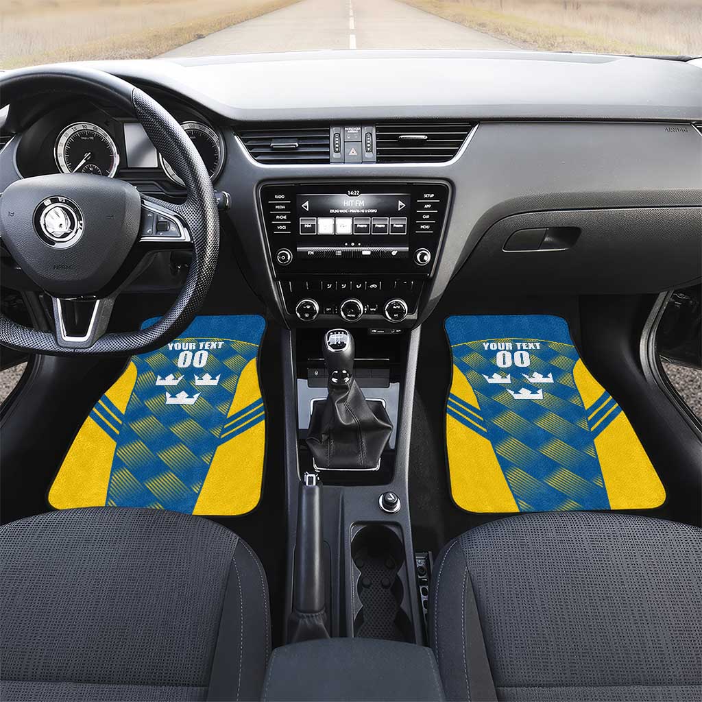 Sweden Hockey Custom Car Mats Tre Kronor Swedish Moose Mascot