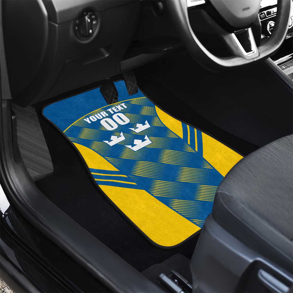 Sweden Hockey Custom Car Mats Tre Kronor Swedish Moose Mascot