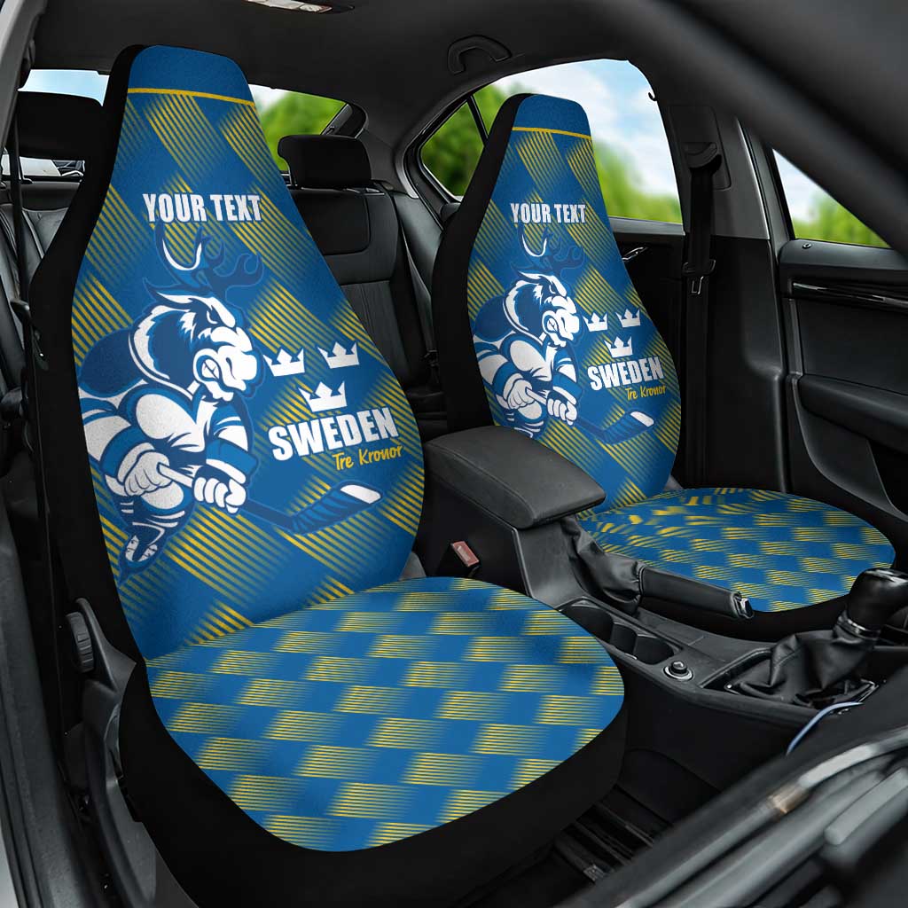 Sweden Hockey Custom Car Seat Cover Tre Kronor Swedish Moose Mascot