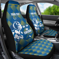 Sweden Hockey Custom Car Seat Cover Tre Kronor Swedish Moose Mascot