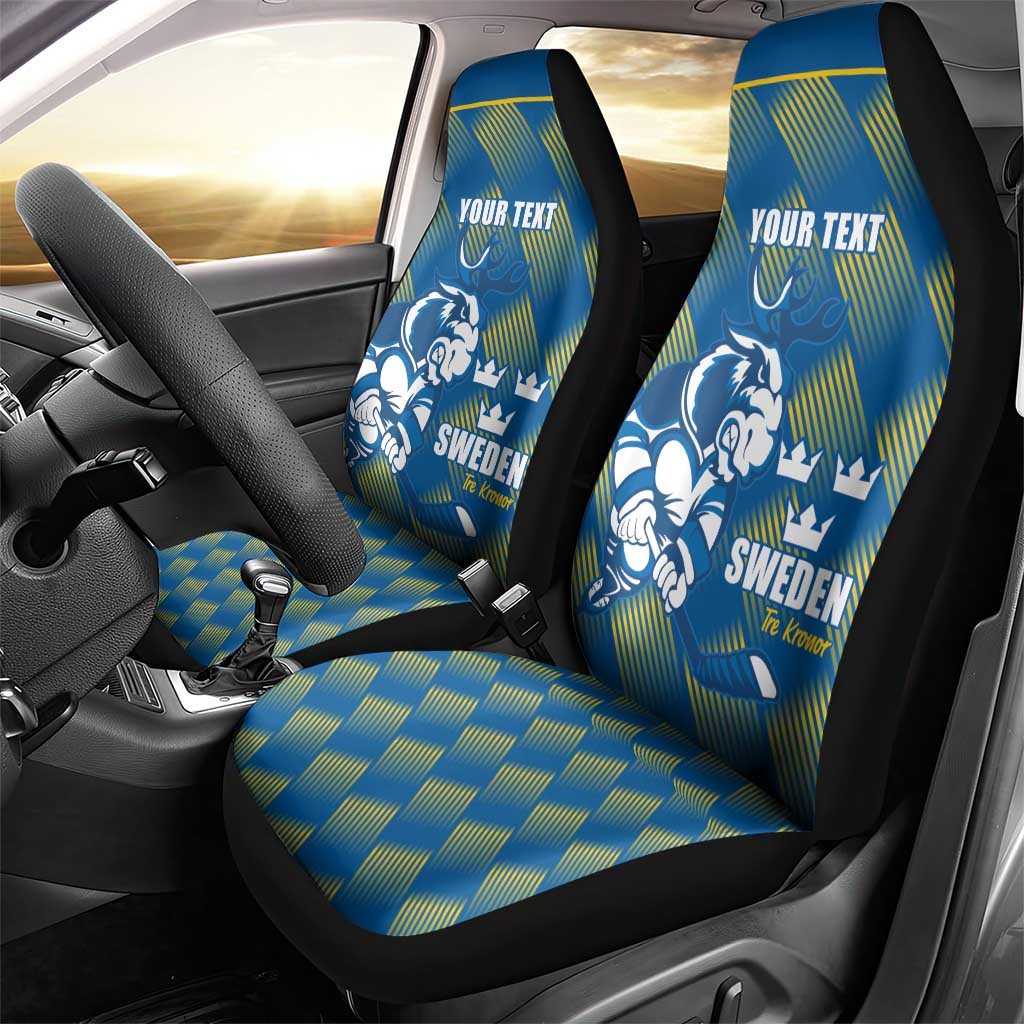 Sweden Hockey Custom Car Seat Cover Tre Kronor Swedish Moose Mascot