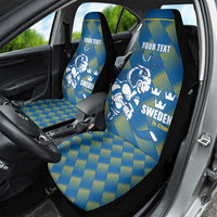 Sweden Hockey Custom Car Seat Cover Tre Kronor Swedish Moose Mascot