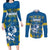 Sweden Hockey Custom Couples Matching Long Sleeve Bodycon Dress and Long Sleeve Button Shirt Tre Kronor Swedish Moose Mascot
