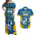 Sweden Hockey Custom Couples Matching Off Shoulder Maxi Dress and Hawaiian Shirt Tre Kronor Swedish Moose Mascot