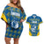 Sweden Hockey Custom Couples Matching Off Shoulder Short Dress and Hawaiian Shirt Tre Kronor Swedish Moose Mascot