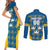 Sweden Hockey Custom Couples Matching Short Sleeve Bodycon Dress and Long Sleeve Button Shirt Tre Kronor Swedish Moose Mascot
