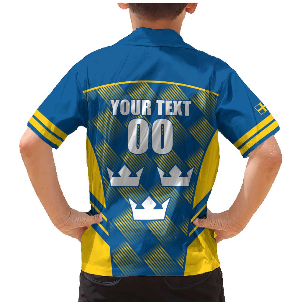 Sweden Hockey Custom Family Matching Mermaid Dress and Hawaiian Shirt Tre Kronor Swedish Moose Mascot