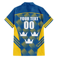 Sweden Hockey Custom Family Matching Off The Shoulder Long Sleeve Dress and Hawaiian Shirt Tre Kronor Swedish Moose Mascot