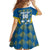 Sweden Hockey Custom Family Matching Off Shoulder Maxi Dress and Hawaiian Shirt Tre Kronor Swedish Moose Mascot