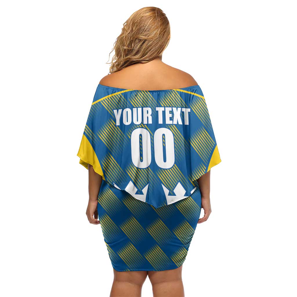 Sweden Hockey Custom Family Matching Off Shoulder Short Dress and Hawaiian Shirt Tre Kronor Swedish Moose Mascot