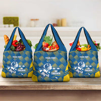 Sweden Hockey Custom Grocery Bag Tre Kronor Swedish Moose Mascot