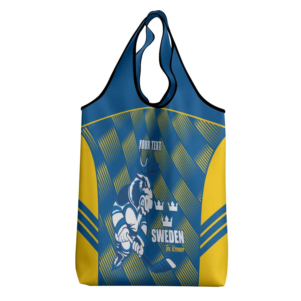 Sweden Hockey Custom Grocery Bag Tre Kronor Swedish Moose Mascot